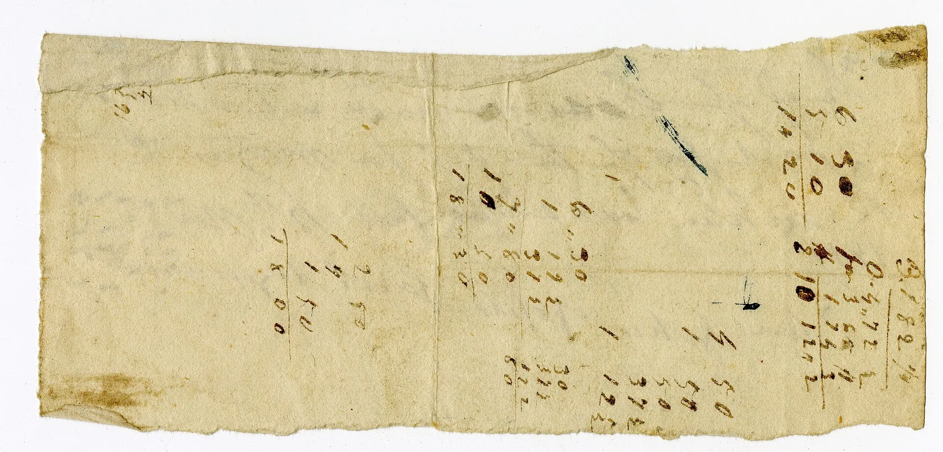 Receipt for $14, part of tax for Morgan and Franklin townships. Arganbright signed for Tipton.Reverse: mathematical calculations.